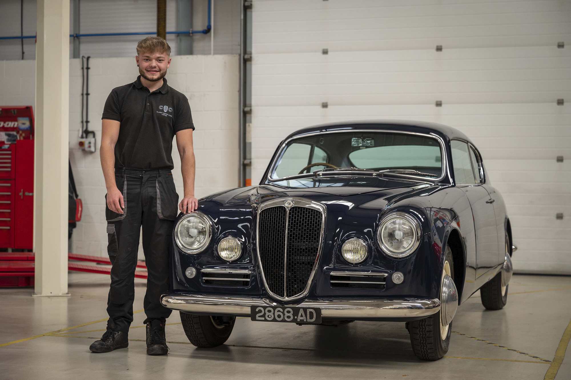 Harry Ruffell Hazel with the Lancia which he project led