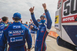 Dmitry Sotnikov (RUS) for KAMAZ Master at the finish line of stage 12 of Rally Dakar 2021 from Yanbu to Jeddah, Saudi Arabia on January 15, 2021. // Flavien Duhamel/Red Bull Content Pool // SI202101150113 // Usage for editorial use only //