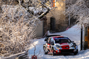 Elfyn Evans (GB) and Scott Martin (GB) of team Toyota Gazoo Racingare seen racing on special stage nr. 10 during the World Rally Championship Monte Carlo in Gap, France on 23,January // Jaanus Ree/Red Bull Content Pool // SI202101230115 // Usage for editorial use only //