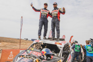 Francisco Lopez Contardo (CHL) for South Racing Can-Am team at the finish line of stage 12 of Rally Dakar 2021 from Yanbu to Jeddah, Saudi Arabia on January 15, 2021. // Flavien Duhamel/Red Bull Content Pool // SI202101150121 // Usage for editorial use only //