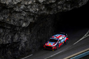 Ott Tanak (EST) and Martin Jarveoja (EST) of team Hyundai Shell Mobis are seen racing on special stage nr. 1 during the  World Rally Championship Monte Carlo in Gap, France on  21,January // Jaanus Ree/Red Bull Content Pool // SI202101210217 // Usage for editorial use only //