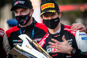 Sebastien Ogier (FRA)  of team Toyota Gazoo Racing celebrates after winning World Rally Championship in Monte-Carlo, Monaco on January 24, 2021 // Jaanus Ree/Red Bull Content Pool // SI202101240098 // Usage for editorial use only //