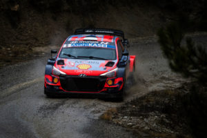 Ott Tanak (EST) and Martin Jarveoja (EST) of team Hyundai Shell Mobis are seen racing on special stage nr. 7 during the  World Rally Championship Monte Carlo in Gap, France on  22,January // Jaanus Ree/Red Bull Content Pool // SI202101220157 // Usage for editorial use only //