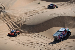 Seth Quintero and Dennis Henz on the Buggy OT3 of the Red Bull Offroad Team USA races during the 2nd stage of the Dakar 2021 between Bisha and Wadi Al Dawasir, in Saudi Arabia on January 4, 2021. // Eric Vargiolu / DPPI / Red Bull Content Pool // SI202101040128 // Usage for editorial use only //