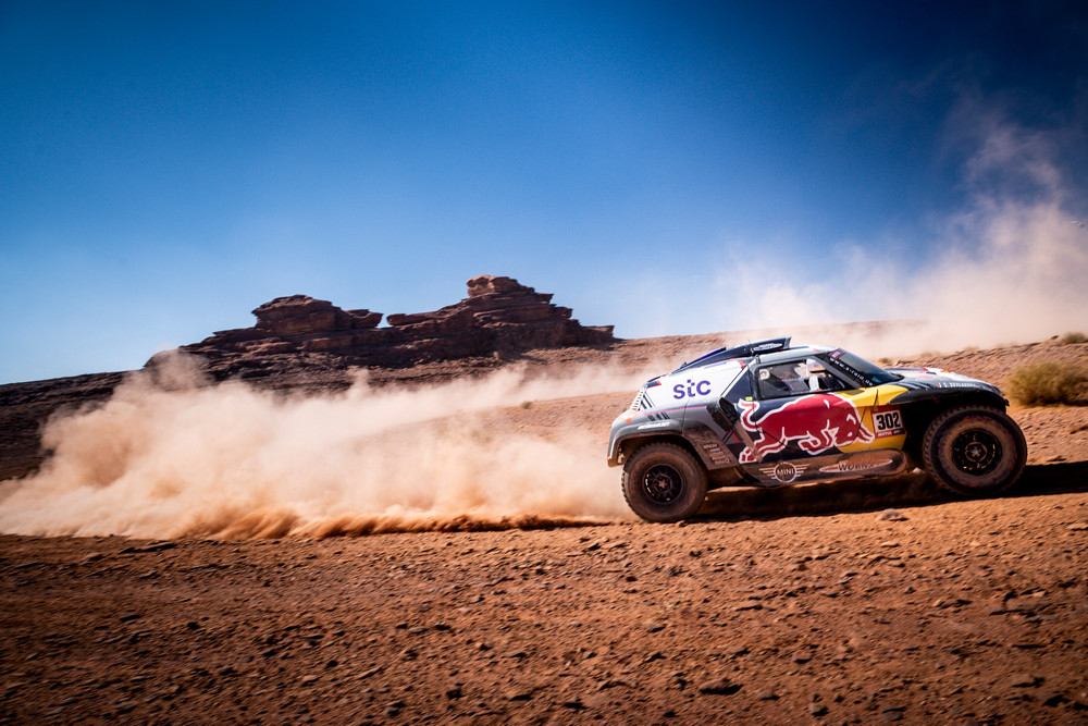 Stephane Peterhansel (FRA) of X-Raid JCW Team races during stage 09 of Rally Dakar2021 from Neom to Neom, Saudi Arabia on January 12, 2021 // Marcelo Maragni/Red Bull Content Pool // SI202101120085 // Usage for editorial use only //