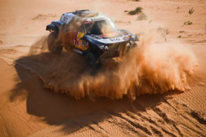 Stephane Peterhansel and Edouard Boulanger in the Mini Buggy of the X-Raid Mini JCW Team races during the 6th stage of the Dakar 2021 between Buraydah and Haâil, in Saudi Arabia on January 8, 2021. // Julien Delfosse / DPPI / Red Bull Content Pool  // SI202101080244 // Usage for editorial use only //