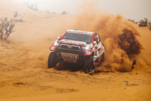 Giniel De Villiers (ZAF) for Toyota Gazoo Racing Team races during stage 5 of Rally Dakar 2021 from Riyadh to Buraydah, Saudi Arabia on January 07, 2021. // Flavien Duhamel/Red Bull Content Pool // SI202101070140 // Usage for editorial use only //