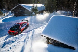 Oliver Solberg (SWE) and  Sebastian Marshall (GBR) of team Hyundai Shell Mobis WRT are seen racing during the  World Rally Championship Finland in Rovaniemi, Finland on  27,February // Jaanus Ree/Red Bull Content Pool // SI202102270023 // Usage for editorial use only //