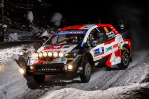 Kalle Rovanpera (FIN) and Jonne Halttunen (FIN) of team Toyota Gazoo Racing WRT are seen racing during the World Rally Championship Finland in Rovaniemi, Finland on 26,February // Jaanus Ree/Red Bull Content Pool // SI202102260141 // Usage for editorial use only //