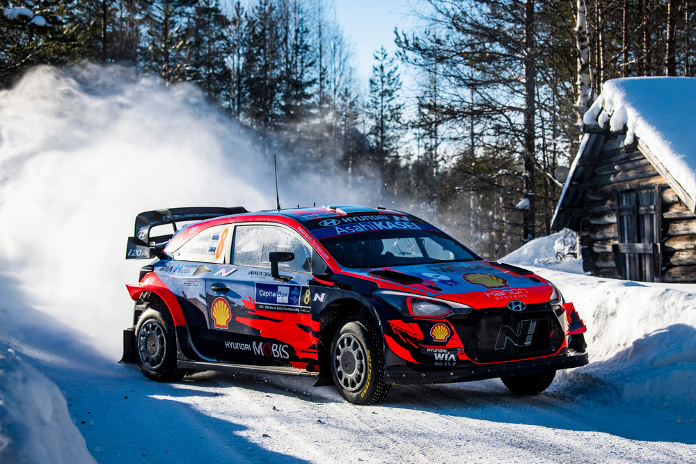 Ott Tanak (EST) and Martin Jarveoja (EST) of team Hyundai Shell Mobis WRT are seen racing during the World Rally Championship Finland in Rovaniemi, Finland on 27,February // Jaanus Ree/Red Bull Content Pool // SI202102270013 // Usage for editorial use only //