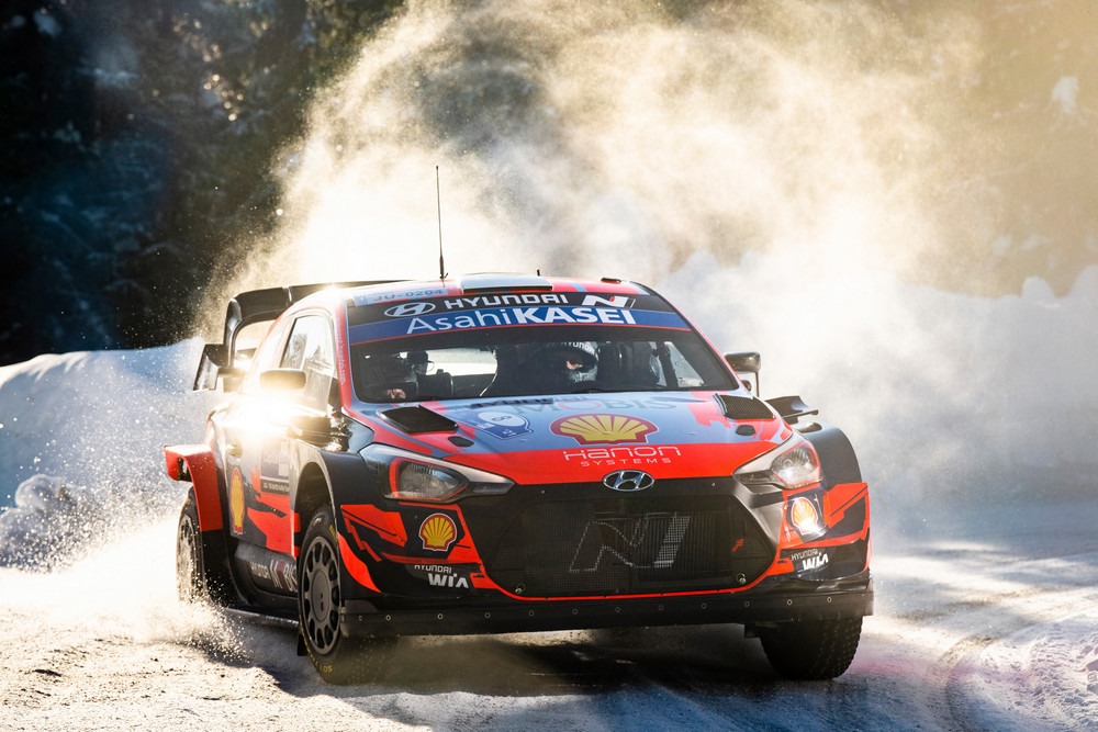 Ott Tanak (EST) and Martin Jarveoja (EST) of team Hyundai Shell Mobis WRT are seen racing during the World Rally Championship Finland in Rovaniemi, Finland on February 28, 2021 // Jaanus Ree/Red Bull Content Pool // SI202102280004 // Usage for editorial use only //
