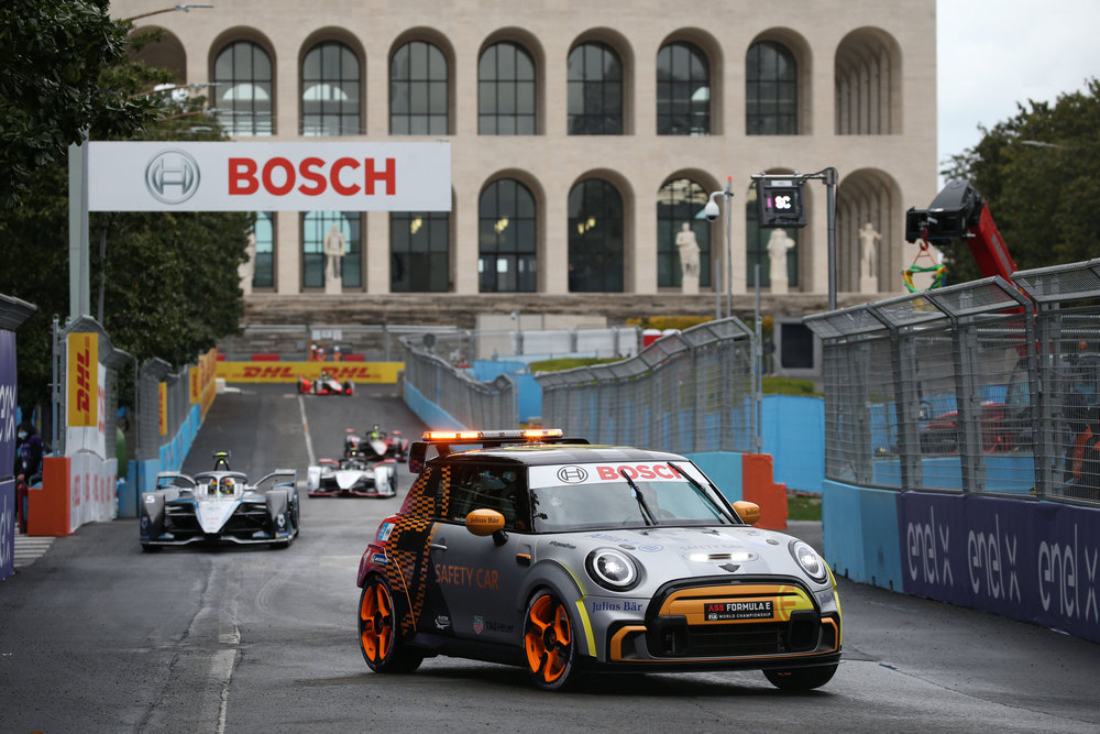 Rome (ITA), 8th April - 11th April 2021. ABB FIA Formula E World Championship, Season 7, Rome E-Prix, MINI Electric Pacesetter inspired by JCW. Safety Car.
