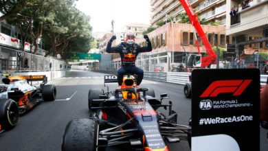 MONTE-CARLO, MONACO - MAY 23: Race winner Max Verstappen of Netherlands and Red Bull Racing celebrates in parc ferme during the F1 Grand Prix of Monaco at Circuit de Monaco on May 23, 2021 in Monte-Carlo, Monaco. (Photo by Sebastian Nogier - Pool/Getty Images) *** BESTPIX *** // Getty Images / Red Bull Content Pool // SI202105230464 // Usage for editorial use only //