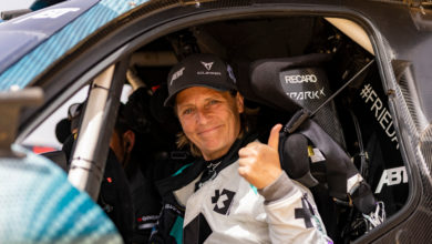 LAC ROSE, SENEGAL - MAY 29: Jutta Kleinschmidt (GER), ABT CUPRA XE during the Ocean X-Prix at Lac Rose on May 29, 2021 in Lac Rose, Senegal. (Photo by Colin McMaster)