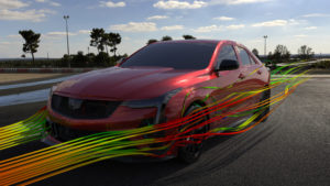2022 CT4-V Blackwing airflow is controlled through the front grille and over front dive planes.