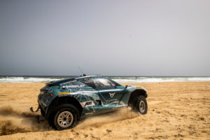 LAC ROSE, SENEGAL - MAY 29: Jutta Kleinschmidt (GER)/Mattias Ekstrom (SWE), ABT CUPRA XE during the Ocean X-Prix at Lac Rose on May 29, 2021 in Lac Rose, Senegal. (Photo by Sam Bloxham / LAT Images)