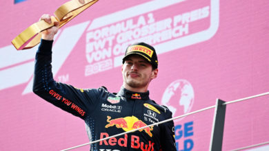 SPIELBERG, AUSTRIA - JULY 04: Race winner Max Verstappen of Netherlands and Red Bull Racing celebrates on the podium during the F1 Grand Prix of Austria at Red Bull Ring on July 04, 2021 in Spielberg, Austria. (Photo by Christian Bruna - Pool/Getty Images) // Getty Images / Red Bull Content Pool // SI202107040278 // Usage for editorial use only //