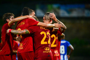 Porto-Roma 1-1, prima amichevole di preparazione alla stagione 2021/2022 durante il ritiro in Portogallo, Parchal, Estadio da Bela Vista, mercoledì 28 luglio 2021.