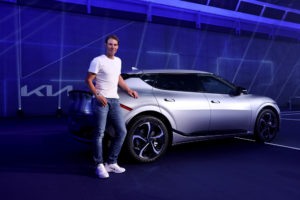 MALLORCA, SPAIN - OCTOBER 21: <> Kia today announced their commitment to a more sustainable movement at the Rafael Nadal Academy with the EV6 Court, supported by their long-standing Global ambassador, Rafael Nadal at Rafa Nadal Academy by Movistar on October 21, 2021 in Mallorca, Spain. (Photo by Clive Brunskill/Getty Images for Kia)