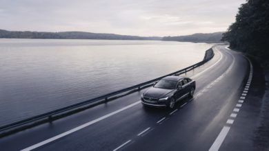 The refreshed Volvo S90 Recharge T8 plug-in hybrid in Platinum Grey