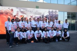 1 Mark Robinson with the FIA F1 Race Director Michael Masi and EMSO scrutineers