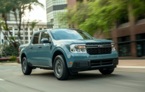 2022 Ford Maverick Hybrid XLT. Preproduction vehicle with optional equipment shown. Available fall 2021.