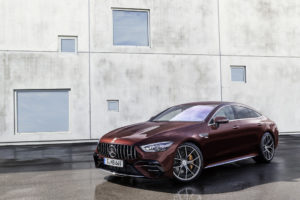 Mercedes-AMG GT 53 4MATIC+ (Kraftstoffverbrauch kombiniert: 8,7–8,6 l/100 km, CO2-Emissionen kombiniert: 198-196 g/km); Edition 2021; Exterieur: rubellitrot; Interieur: Leder Exklusiv Nappa nevagrau, Performance Lenkrad in Leder Nappa nevagrau mit Lenkradtasten;Kraftstoffverbrauch kombiniert: 8,7–8,6 l/100 km, CO2-Emissionen kombiniert: 198-196 g/km * Mercedes-AMG GT 53 4MATIC+ (combined fuel consumption: 8,7-8,6 l/100 km, combined CO2 emissions: 198-196 g/km); Edition 2021; exterior: rubellite red; interior: exclusive leather nappa neva grey, steering wheel in nappa leather neva grey with steering wheel buttons;Combined fuel consumption: 8,7-8,6 l/100 km, combined CO2 emissions: 198-196 g/km *