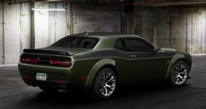 The “Old School” order combination for the 2022 Dodge Challenger SRT Hellcat Redeye Widebody Jailbreak model features an F8 Green exterior dressed up with 20-by-11-inch Warp Speed Satin Carbon wheels, Satin Chrome Hellcat badging, Hammerhead Grey seats and seat belts on the interior, and much more customized content.