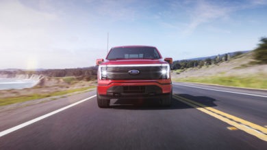 2022 Ford F-150 Lightning Lariat. Pre-production model with available features shown. Available starting spring 2022.