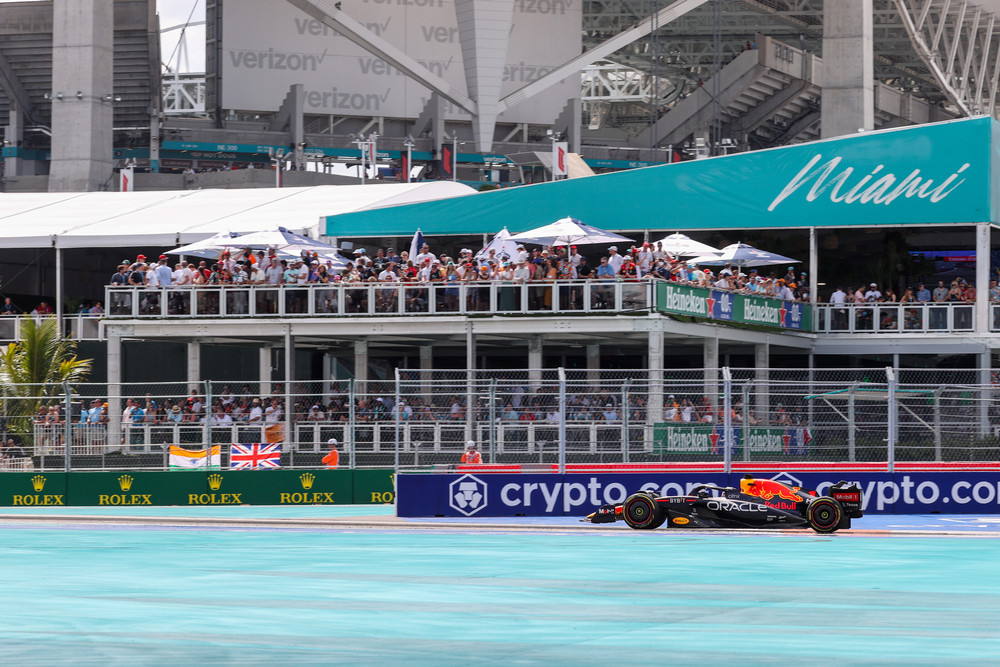 MIAMI, FLORIDA - MAY 08: Max Verstappen of Red Bull Racing and The Netherlands during the F1 Grand Prix of Miami at the Miami International Autodrome on May 08, 2022 in Miami, Florida. (Photo by Peter Fox/Getty Images) // Getty Images / Red Bull Content Pool // SI202205090417 // Usage for editorial use only //