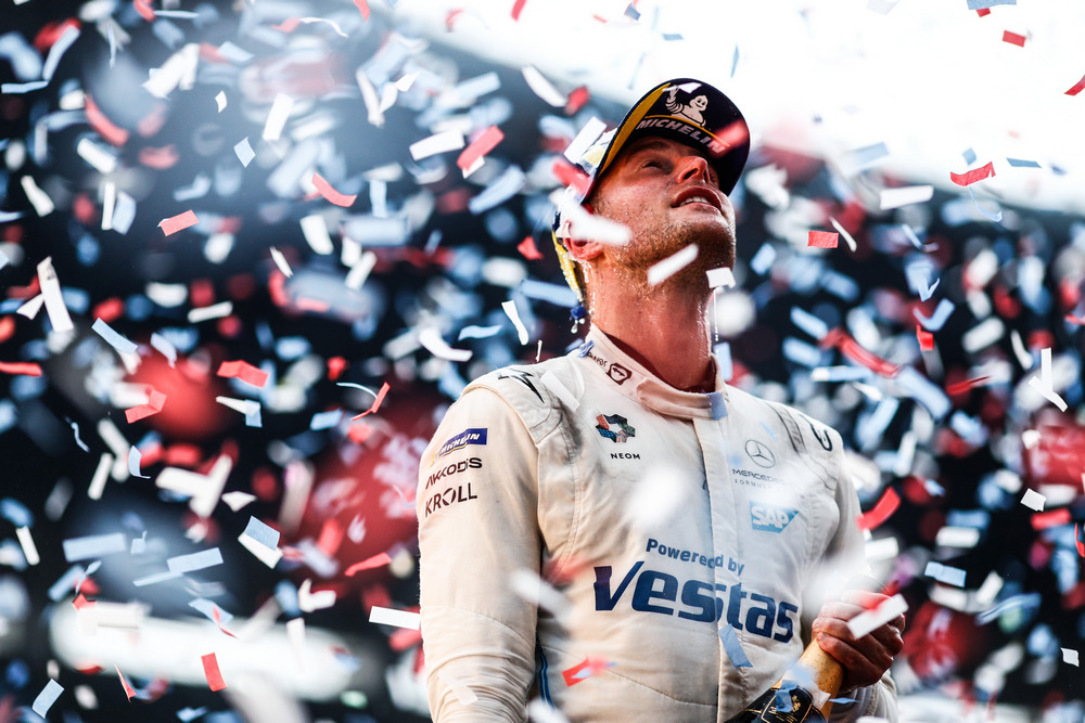 Stoffel Vandoorne (BEL), Mercedes Benz EQ celebrates on the podium