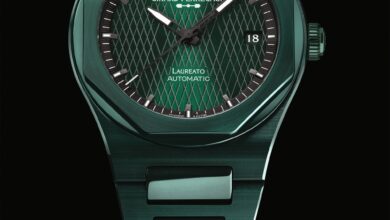 1 Introducing the Girard-Perregaux Laureato Green Ceramic Aston Martin Edition (1) لا شو دو فون، سويسرا - أعلنت العلامة البريطانية العريقة أستون مارتن ودار Girard Perregaux عن إطلاق ساعة Laureato Green Ceramic Aston Martin Edition، أولى ساعات Laureato التي تأتي بعلبة وسوار من السيراميك الأخضر، مما يشكل أحدث تعاون بين الدار السويسرية والعلامة البريطانية، اللتان تتمتعان بإرث غني في تقديم منتجات فاخرة حافظت على ألقها مع مرور الزمن بفضل تصاميمها المتميزة وجودة موادها وتصنيعها المتقن