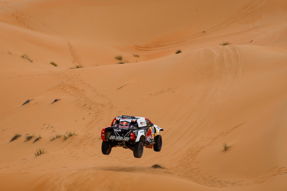 201 AL ATTIYAH Nasser (qat), BAUMEL Mathieu (fra), Toyota Gazoo Racing, Toyota GR DKR Hilux, FIA W2RC, action during the Stage 3 of the 2023 Abu Dhabi Desert Challenge, 2nd round of the 2023 W2RC season, on March 1, 2023 around Qasr Al Sarab in the Liwa Desert, Abu Dhabi - Photo Julien Delfosse / DPPI