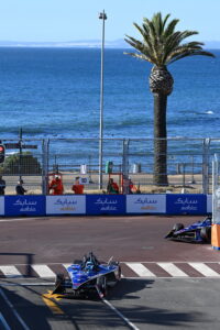 CAPE TOWN STREET CIRCUIT, SOUTH AFRICA - FEBRUARY 24: Maximilian Gunther, Maserati MSG Racing, Maserati Tipo Folgore, leads Edoardo Mortara, Maserati MSG Racing, Maserati Tipo Folgore during the Cape Town ePrix at Cape Town Street Circuit on Friday February 24, 2023, South Africa. (Photo by Sam Bagnall / LAT Images)