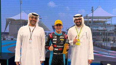 Rashid Al Dhaheri with Saif Al Noaimi CEO of Ethara & Yas Marina Circuit and Faisal Al Shlawi CEO of Dubai Autodrome
