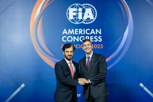 1 The President of Paraguay, Santiago Peña, and FIA President Mohammed Ben Sulayem, at the opening of the congress on Monday