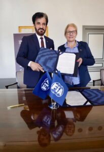 4. FIA President Mohammed Ben Sulayem with IFSO President Gwenda Stevens who signed the UAOA Charter