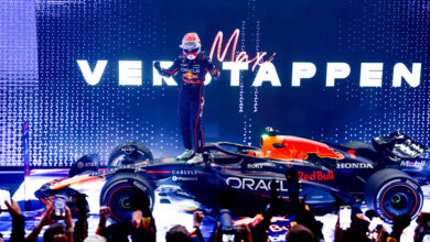 LUSAIL CITY, QATAR - NOVEMBER 30: Race winner Max Verstappen of the Netherlands and Oracle Red Bull Racing celebrates on arrival in parc ferme during the F1 Grand Prix of Qatar at Lusail International Circuit on November 30, 2025 in Lusail City, Qatar. (Photo by Mark Thompson/Getty Images) // Getty Images / Red Bull Content Pool // SI202511300762 // Usage for editorial use only //