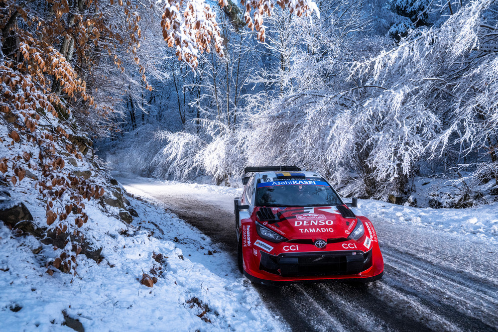 Oliver Solberg (SWE) Elliott Edmondson (GBR) Of team TOYOTA GAZOO RACING WRT are seen performing during the World Rally Championship Monte-Carlo in Gap, France on 24,January. 2025 // Jaanus Ree / Red Bull Content Pool // SI202601240052 // Usage for editorial use only //