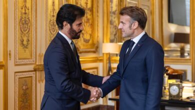 FIA President Mohammed Ben Sulayem and French President Emmanuel Macron during their meeting at the Élysée Palace
