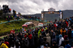 Oliver Solberg (SWE), Elliott Edmondson of team TOYOTA GAZOO RACING WRT seen during the World Rally Championship Portugal in Porto, Portugal on 10 May, 2026 // Jaanus Ree / Red Bull Content Pool // SI202605101255 // Usage for editorial use only //
