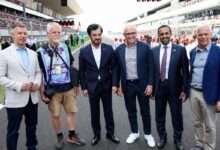 BEN SULAYEM Mohammed (uae), President of the FIA, portrait, PETR PAVEL, Czech Republic president, DOMENICALI Stefano (ita), Chairman and CEO Formula One Group FOG, portrait and other VIP Guests during the Formula 1 Hungarian Grand Prix 2026, 11th round of the 2026 Formula One World Championship from July 24 to 26, 2026 on the Hungaroring, in Mogyorod near Budapest, Hungary - Photo Xavier Bonilla / DPPI