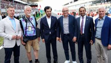 BEN SULAYEM Mohammed (uae), President of the FIA, portrait, PETR PAVEL, Czech Republic president, DOMENICALI Stefano (ita), Chairman and CEO Formula One Group FOG, portrait and other VIP Guests during the Formula 1 Hungarian Grand Prix 2026, 11th round of the 2026 Formula One World Championship from July 24 to 26, 2026 on the Hungaroring, in Mogyorod near Budapest, Hungary - Photo Xavier Bonilla / DPPI