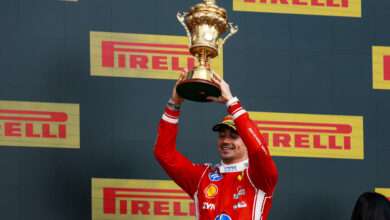 LECLERC Charles (mco), Scuderia Ferrari SF-26, portrait Podium during the Formula 1 British Grand Prix 2026, 9th round of the 2026 Formula One World Championship from July 3 to 5, 2026 on the Silverstone Circuit, in Silverstone, United Kingdom - Photo Florent Gooden / DPPI