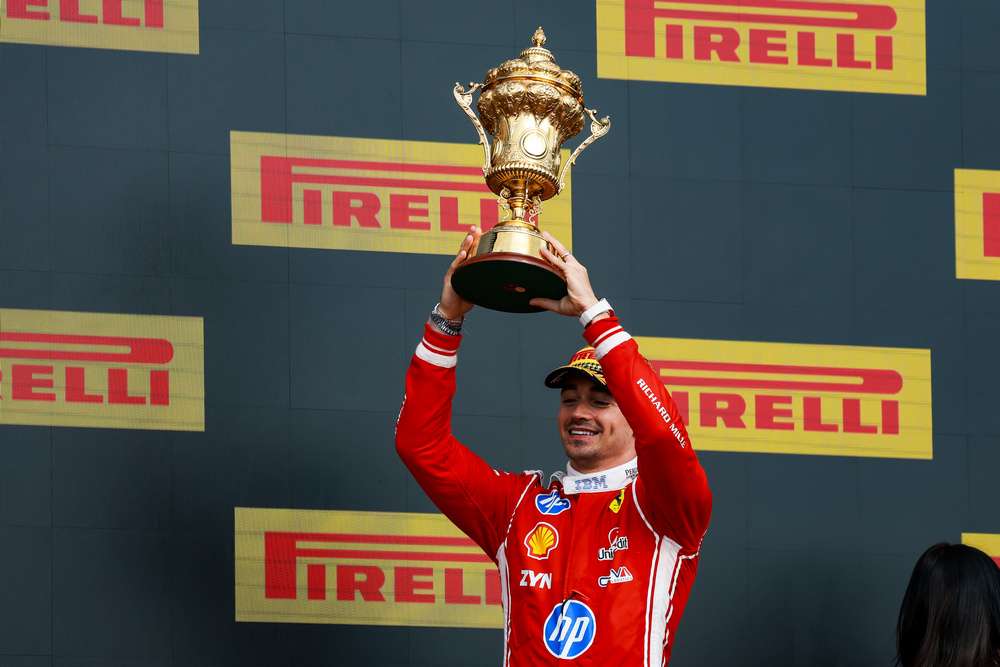 LECLERC Charles (mco), Scuderia Ferrari SF-26, portrait Podium during the Formula 1 British Grand Prix 2026, 9th round of the 2026 Formula One World Championship from July 3 to 5, 2026 on the Silverstone Circuit, in Silverstone, United Kingdom - Photo Florent Gooden / DPPI