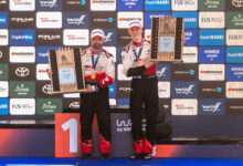 Sami Pajari (FIN), Marko Salminen (FIN) Of team TOYOTA GAZOO RACING WRT2 celebrate on the podium in first place after winning the WRC Rally1 category at Secto Rally Finland in Jyväskylä, Finland on 02.08.2026. // Jaanus Ree / Red Bull Content Pool // SI202608020181 // Usage for editorial use only //