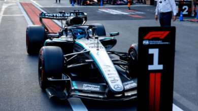 Formel 1 - Mercedes-AMG PETRONAS F1 Team, Großer Preis von Aserbaidschan 2026. George Russell Formula One - Mercedes-AMG PETRONAS F1 Team, 2026 Azerbaijan GP. George Russell
