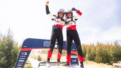Oliver Solberg (SWE), Elliott Edmondson (GBR) Of team TOYOTA GAZOO RACING WRT celebrate on the podium in first place after winning the WRC Rally1 category at Rally Chile Biobío in Concepción, Chile on 13.09.2026. // Jaanus Ree / Red Bull Content Pool // SI202609131216 // Usage for editorial use only //